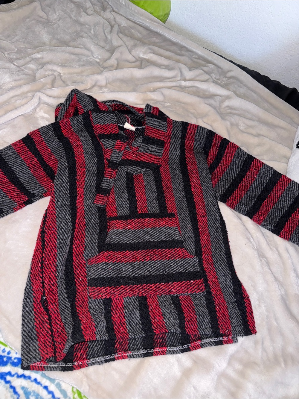 Kids Hooded Baja Jacket in Red and Gray